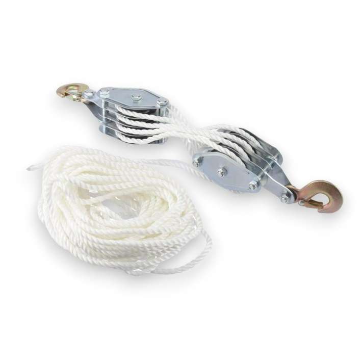 4000LB Capacity Rope Hoist Pulley - 2 Ton Block And Tackle System With 65ft Rope